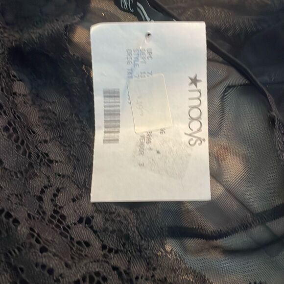 INC International Concepts Long-Sleeve Lace Mesh Bodysuit Deep Black M - Picture 6 of 9